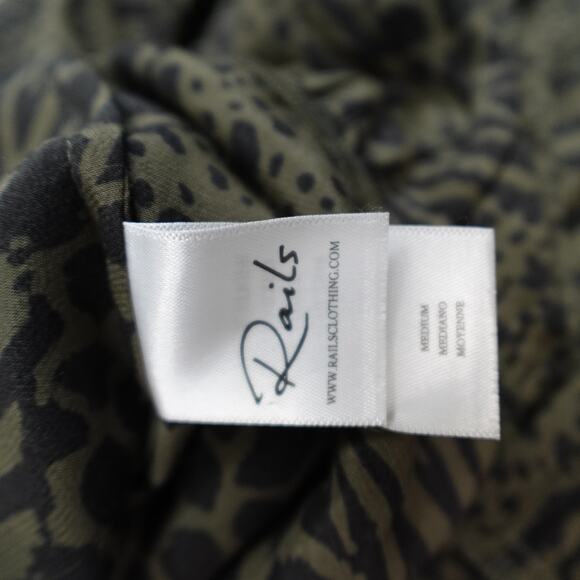 Rails Dress Womens Medium Beatrice Olive Mixed Animal Stripe Midi Button Front - Picture 3 of 12